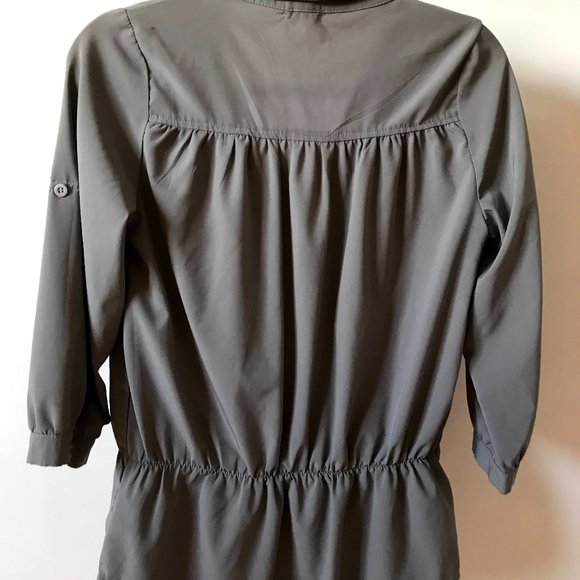 Light Grey Peplum Business Casual Blouse - Picture 2 of 2